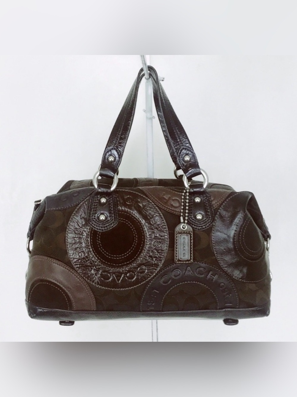 Vintage Like new Coach Ashley Chocolate Patchwork Satchel shoulder bag F15474